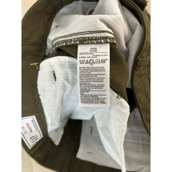 GAP Green Cotton Baggy Fit Chinos Sz 31 New w/ Tags $69.95 MSRP - Picture 5 of 7